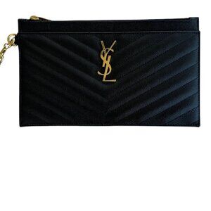 YSL Monogram Large Bill Pouch in Grained Leather